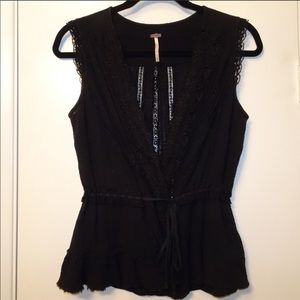 Free People black sleeveless mixed material top
